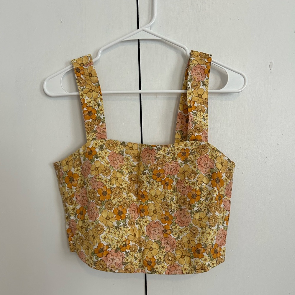 & Other Stories Linen Floral Crop Top